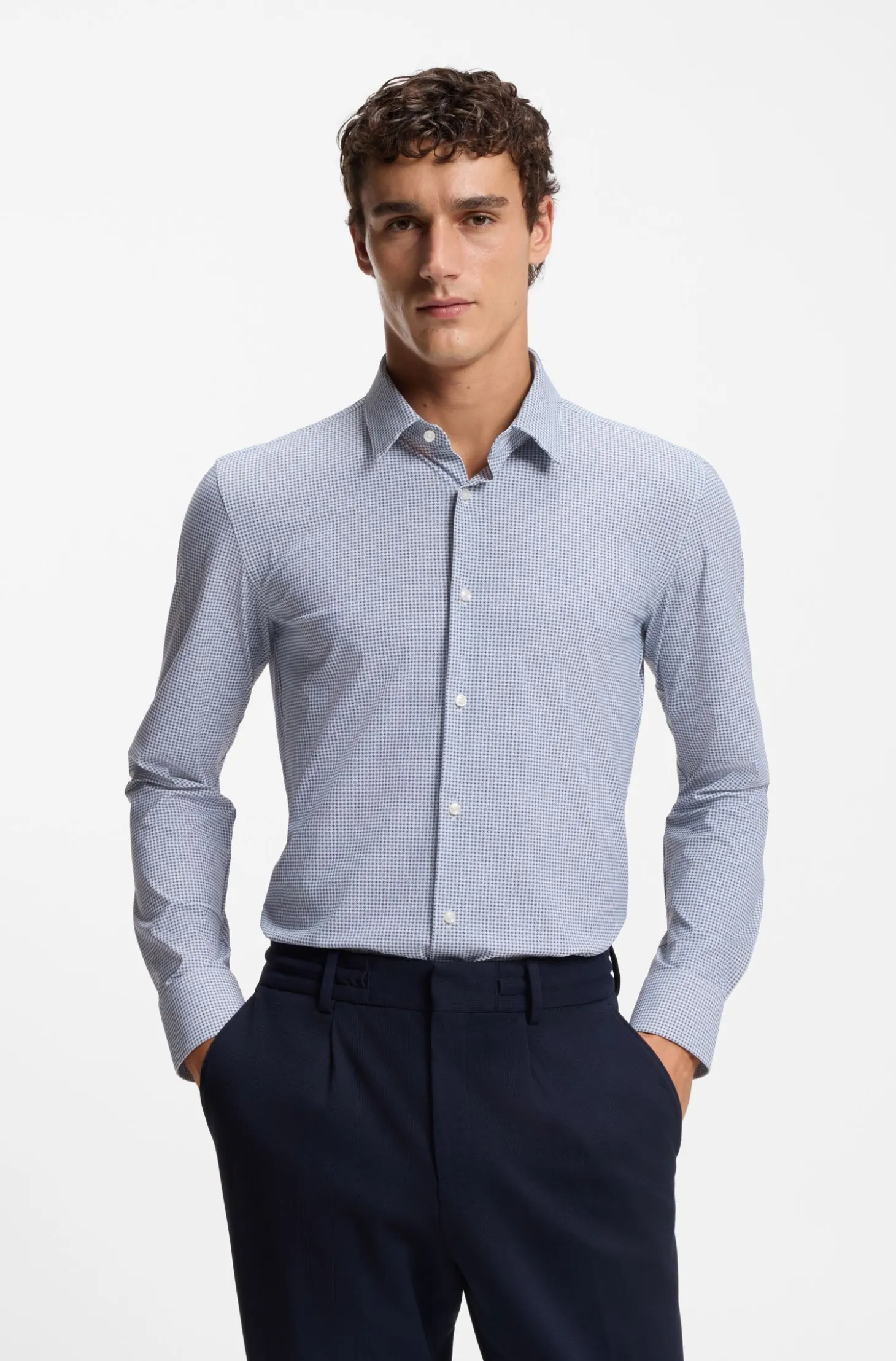 Bedrucktes Slim-Fit Hemd aus Performance-Stretch-Jersey
