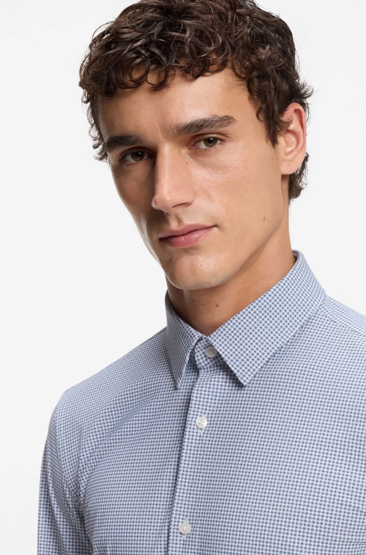 Bedrucktes Slim-Fit Hemd aus Performance-Stretch-Jersey