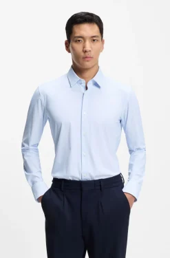 Bedrucktes Slim-Fit Hemd aus Performance-Stretch-Jersey