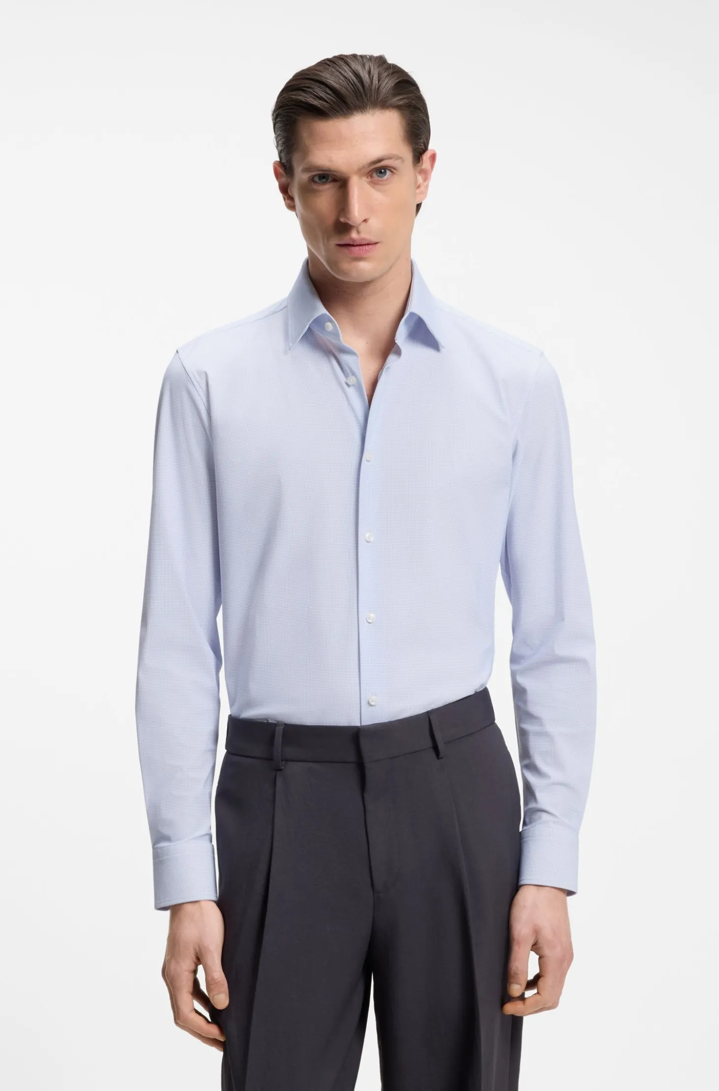 Bedrucktes Slim-Fit Hemd aus Performance-Stretch-Gewebe