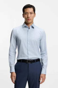 Bedrucktes Slim-Fit Hemd aus Stretch-Baumwolle
