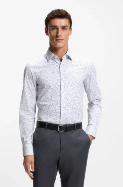 Bedrucktes Slim-Fit Hemd aus Stretch-Baumwolle
