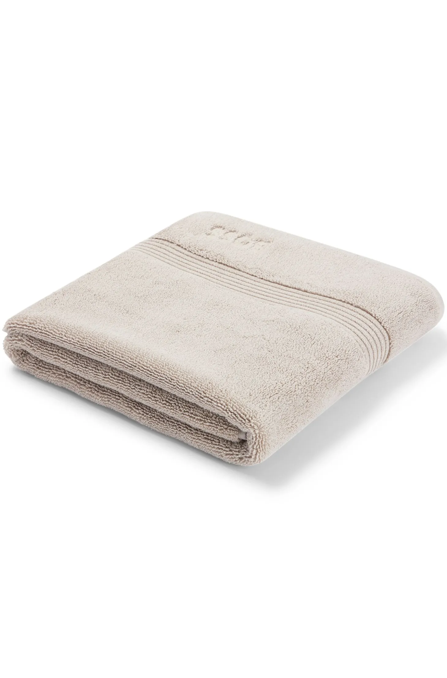 Beige Badematte aus ägäischer Baumwolle mit tonalem Logo