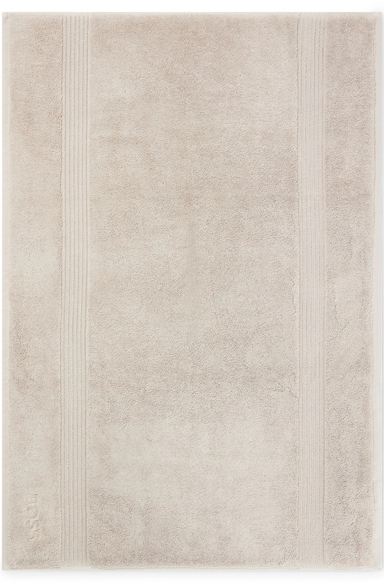 Beige Badematte aus ägäischer Baumwolle mit tonalem Logo