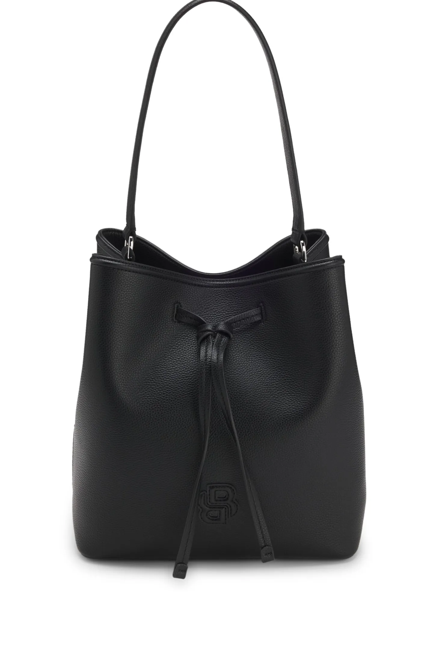 Beuteltasche aus genarbtem Kunstleder mit Double-B-Monogramm