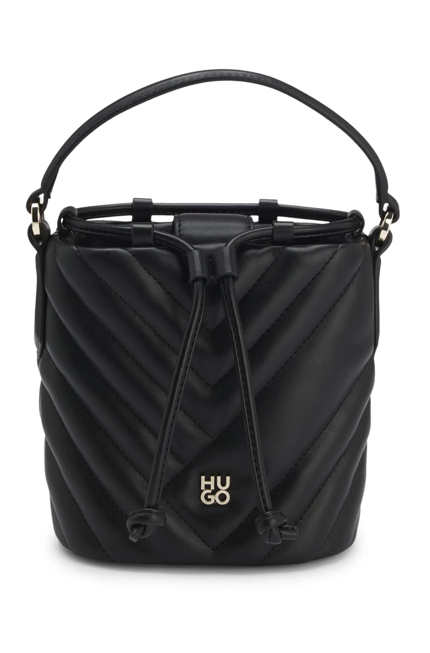 Beuteltasche aus gestepptem Kunstleder mit Stack-Logo