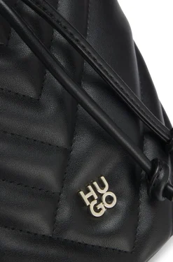 Beuteltasche aus gestepptem Kunstleder mit Stack-Logo