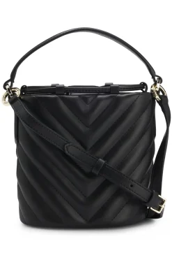 Beuteltasche aus gestepptem Kunstleder mit Stack-Logo
