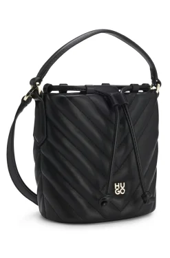 Beuteltasche aus gestepptem Kunstleder mit Stack-Logo