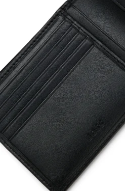 Bifold-Geldbörse aus fein genarbtem Leder mit Logo-Prägung