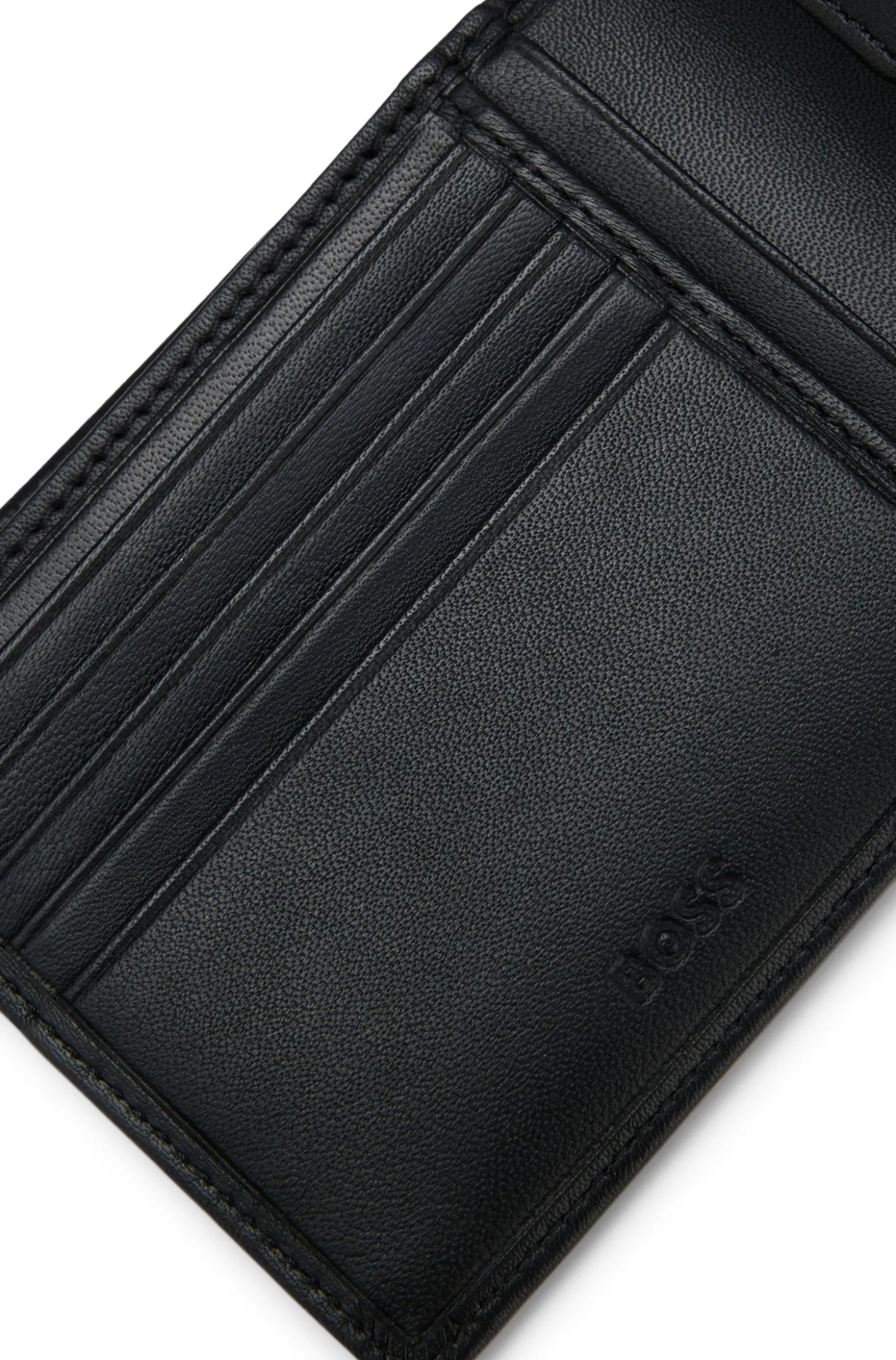 Bifold-Geldbörse aus fein genarbtem Leder mit Logo-Prägung