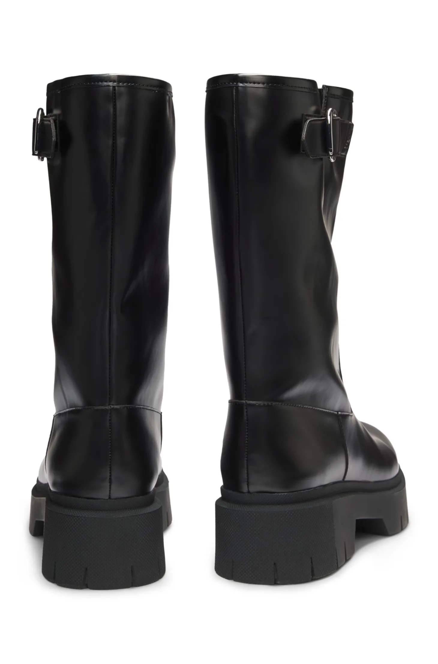 Biker-Boots aus Kunstleder mit Schnallen-Detail