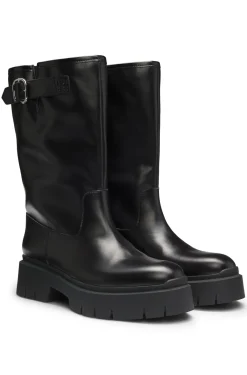 Biker-Boots aus Kunstleder mit Schnallen-Detail