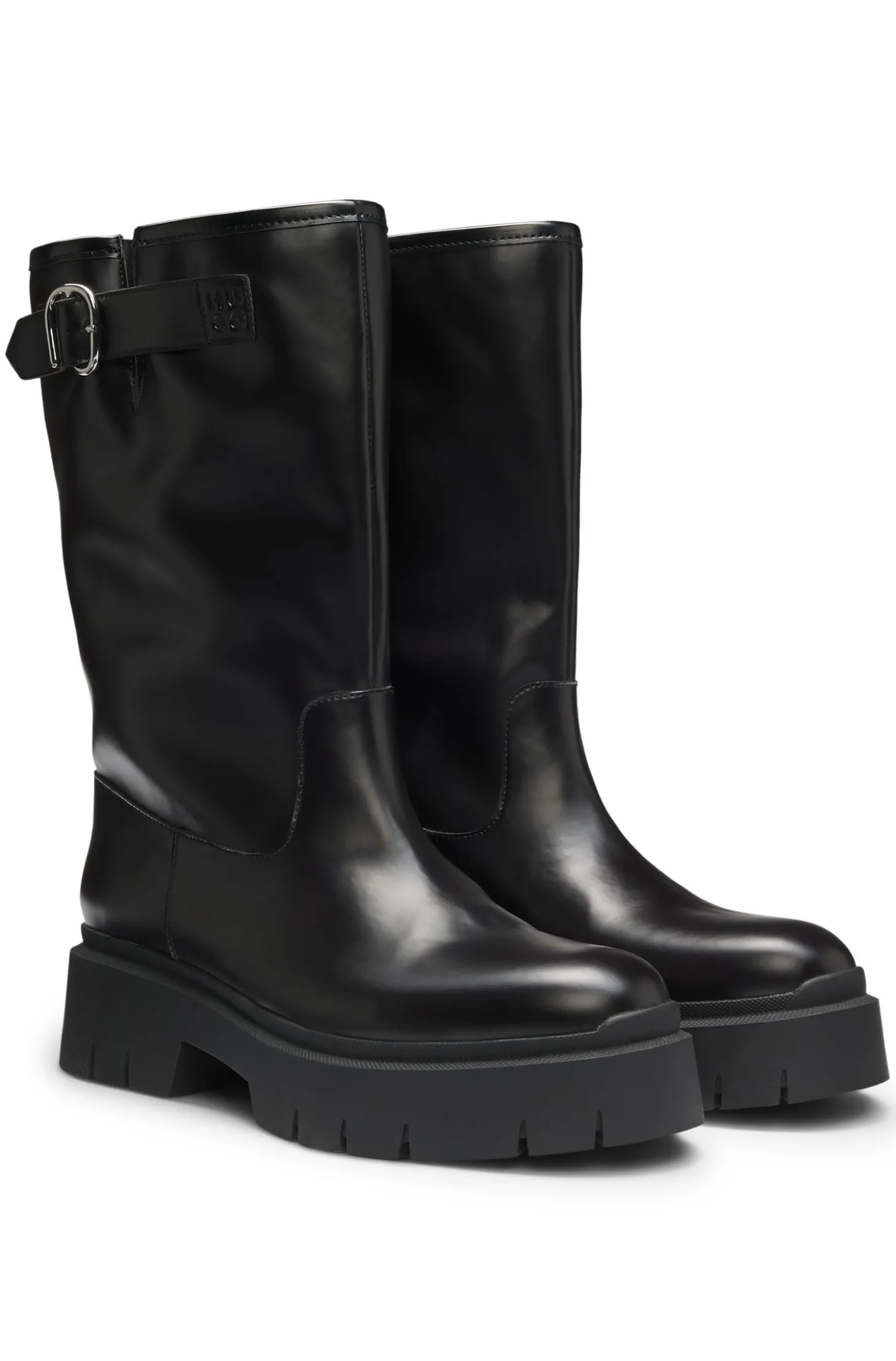 Biker-Boots aus Kunstleder mit Schnallen-Detail