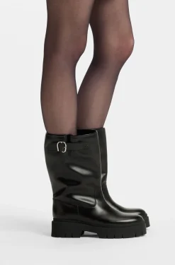 Biker-Boots aus Kunstleder mit Schnallen-Detail