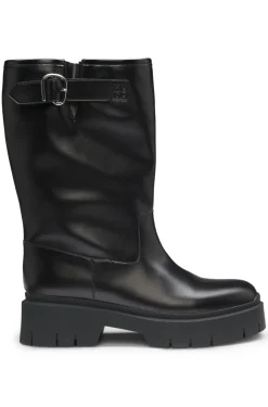 Biker-Boots aus Kunstleder mit Schnallen-Detail