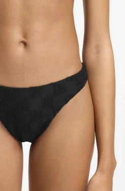 Bikinihose im brasilianischen Stil aus Stretch-Terry mit übereinanderliegenden Logos