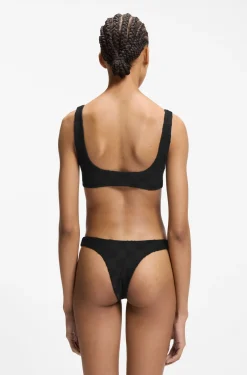 Bikinihose im brasilianischen Stil aus Stretch-Terry mit übereinanderliegenden Logos