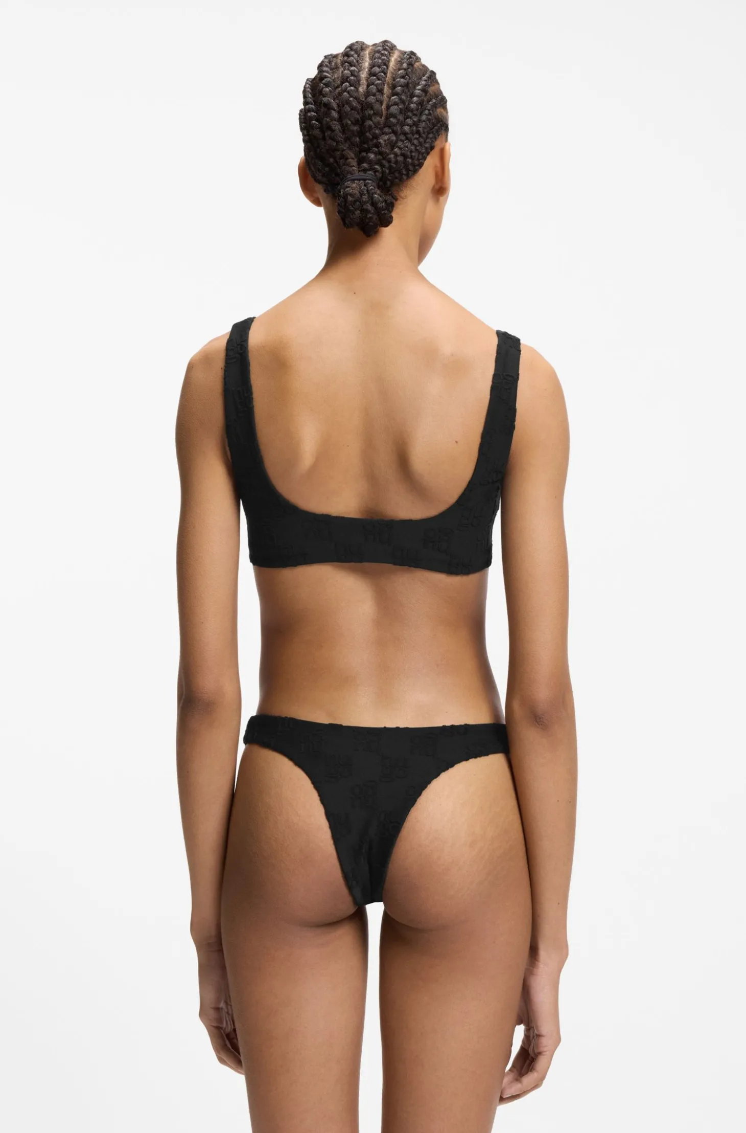Bikinihose im brasilianischen Stil aus Stretch-Terry mit übereinanderliegenden Logos