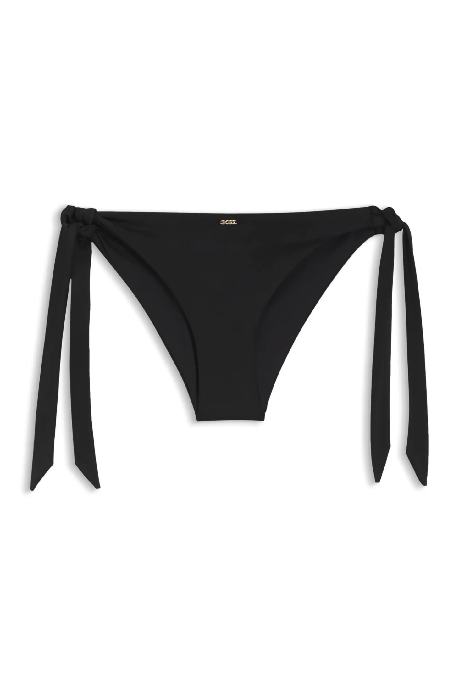 Bikinihose mit Logo-Besatz und seitlicher Schnürung