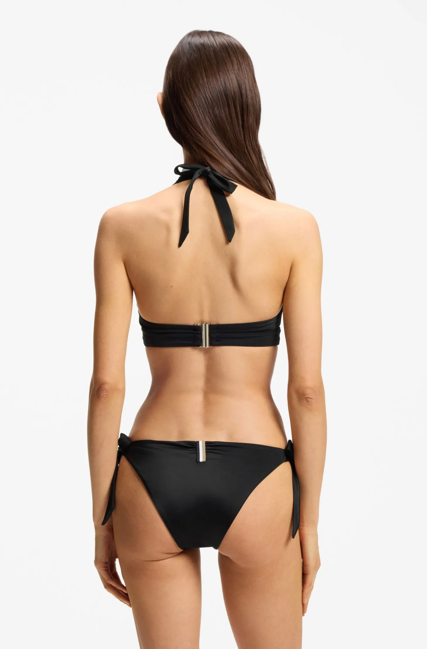 Bikinihose mit Logo-Besatz und seitlicher Schnürung