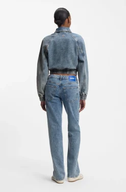 Blaue Bomberjacke aus Stretch-Denim