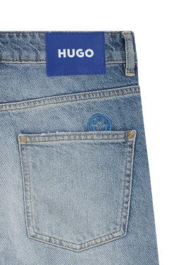 Blaue Loose-Fit Jeans aus festem Denim
