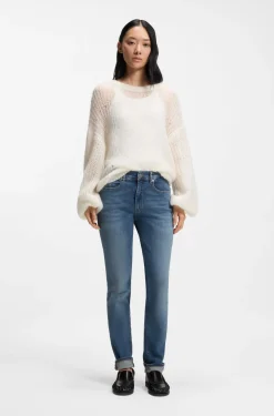 Blaue Slim-Fit Jeans aus Soft-Motion-Denim