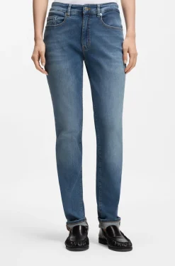 Blaue Slim-Fit Jeans aus Soft-Motion-Denim