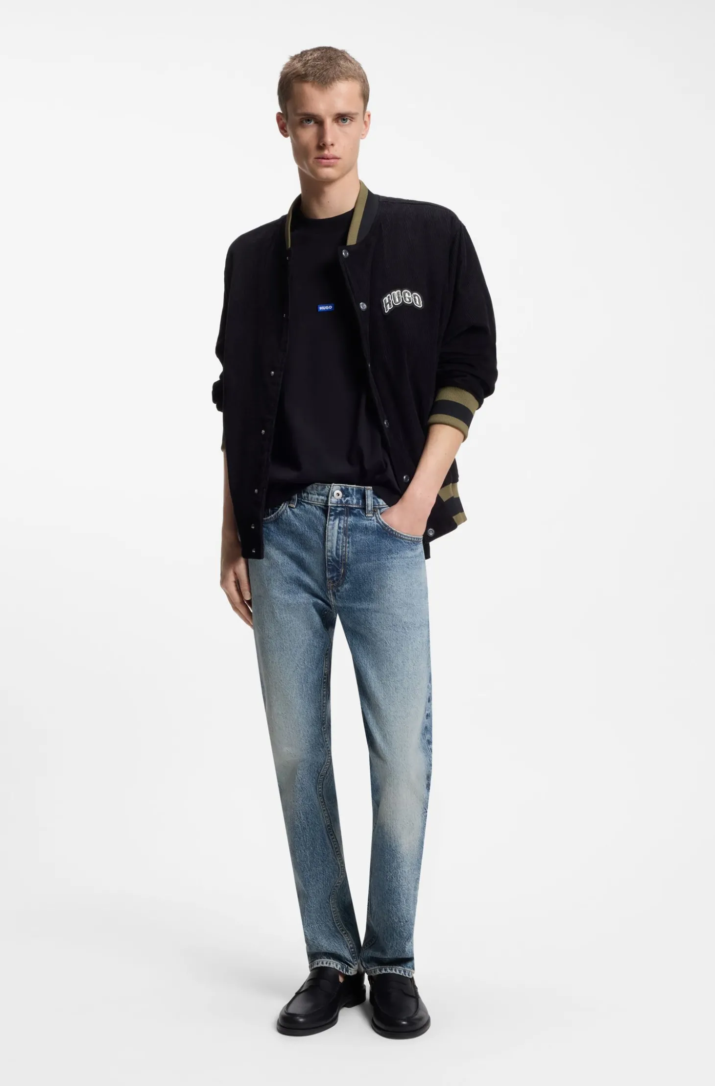 Blaue Slim-Fit Jeans aus Stretch-Denim mit Stone-washed-Finish