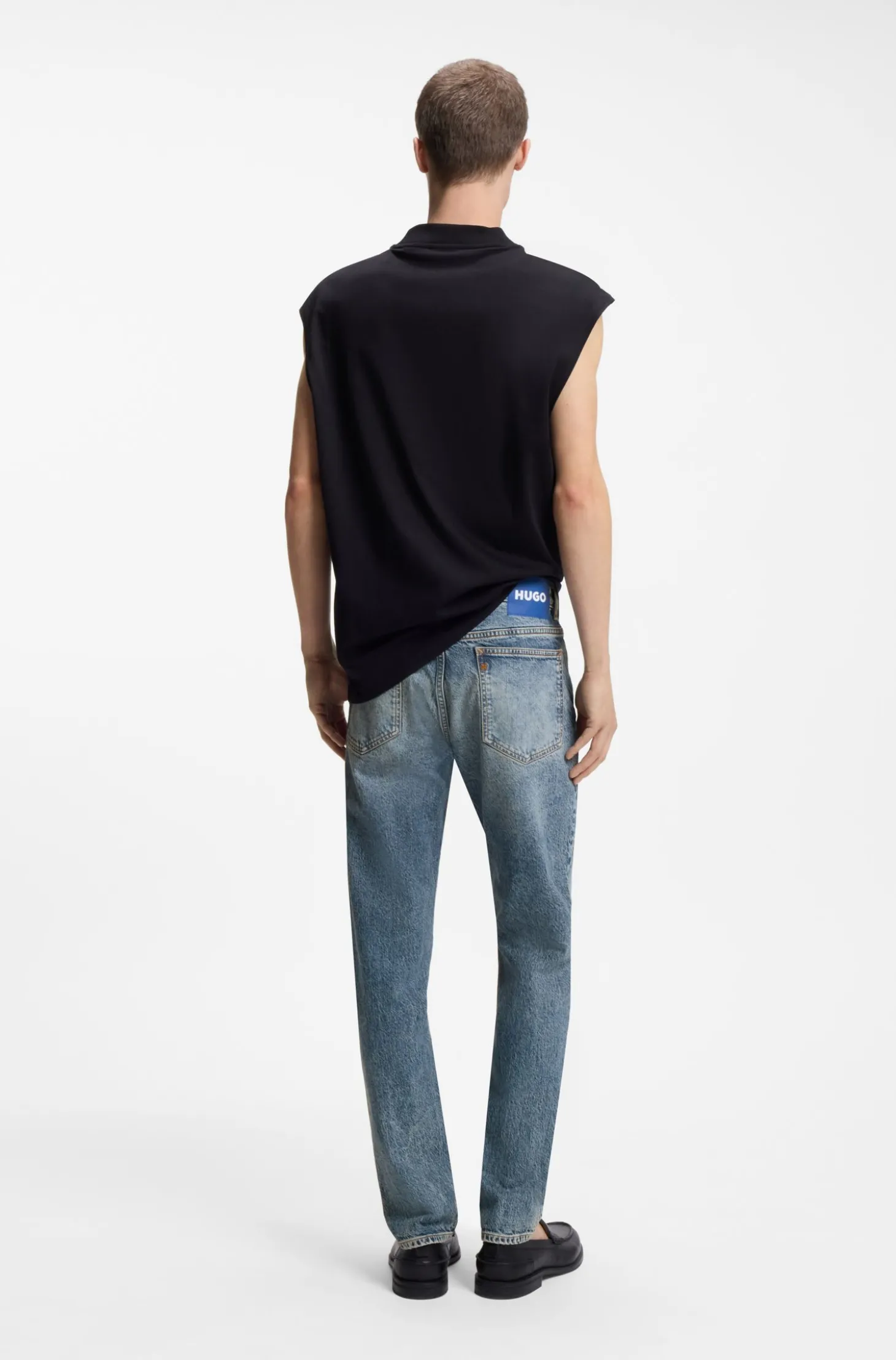 Blaue Slim-Fit Jeans aus Stretch-Denim mit Stone-washed-Finish