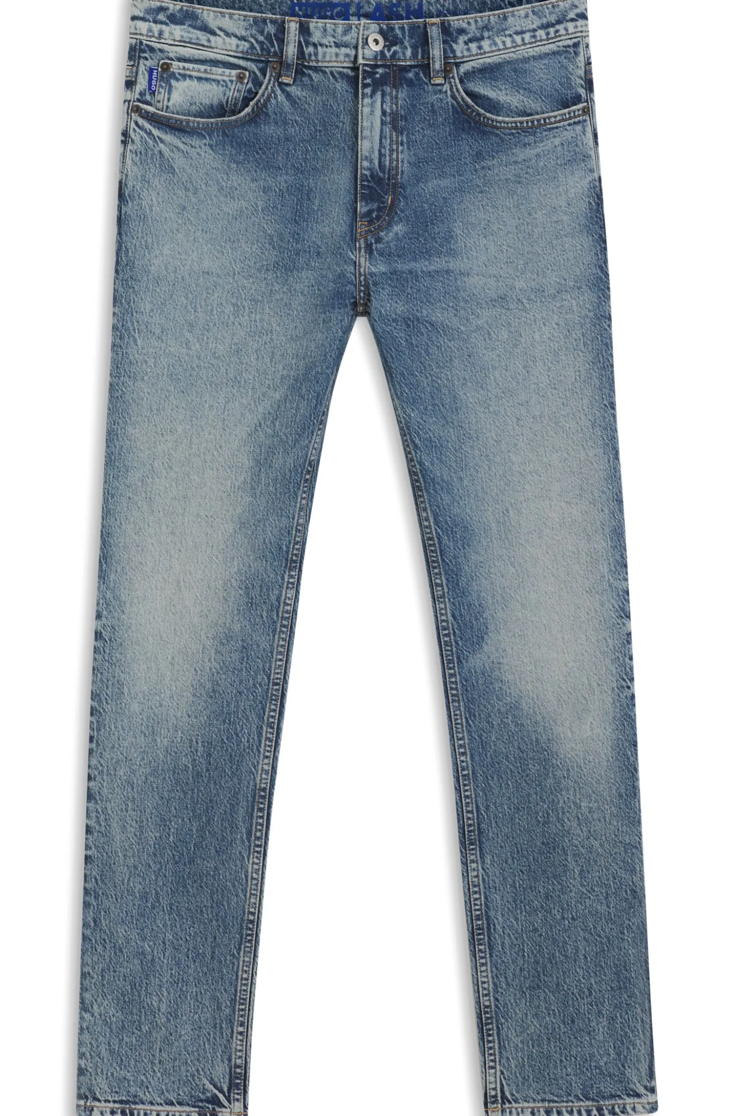 Blaue Slim-Fit Jeans aus Stretch-Denim mit Stone-washed-Finish