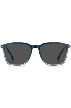 Blaue Sonnenbrille mit Degradé-Optik und Streifen-Detail