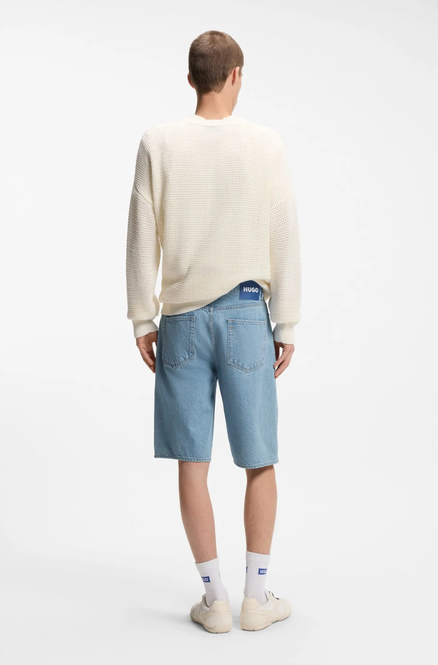 Blaue Straight-Fit Shorts aus Vintage-Denim