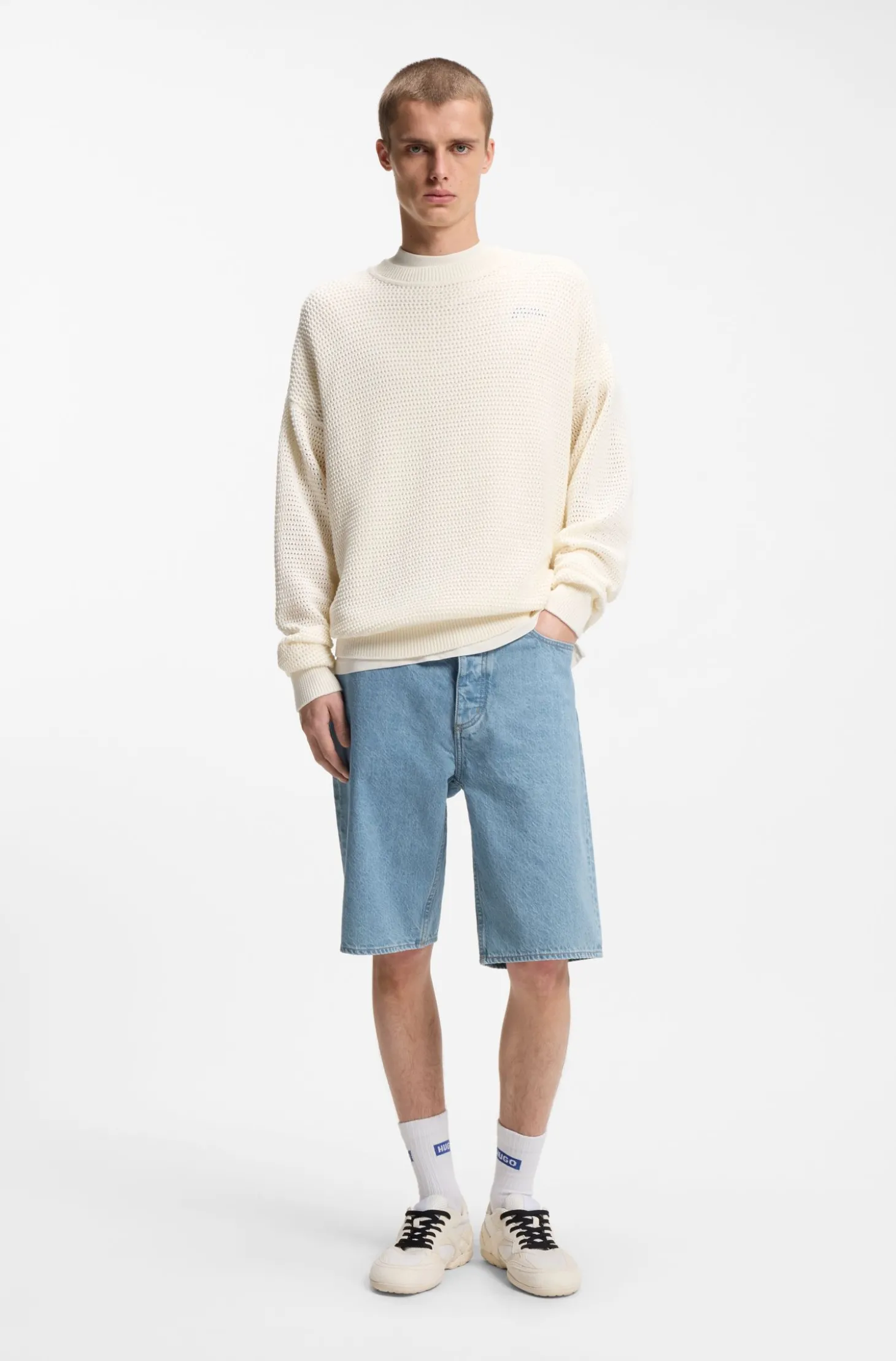 Blaue Straight-Fit Shorts aus Vintage-Denim