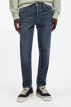 Blaue Tapered-Fit Jeans aus Stretch-Denim