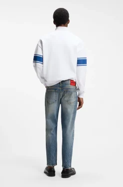 Blaue Tapered-Fit Jeans aus Stretch-Denim