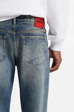 Blaue Tapered-Fit Jeans aus Stretch-Denim