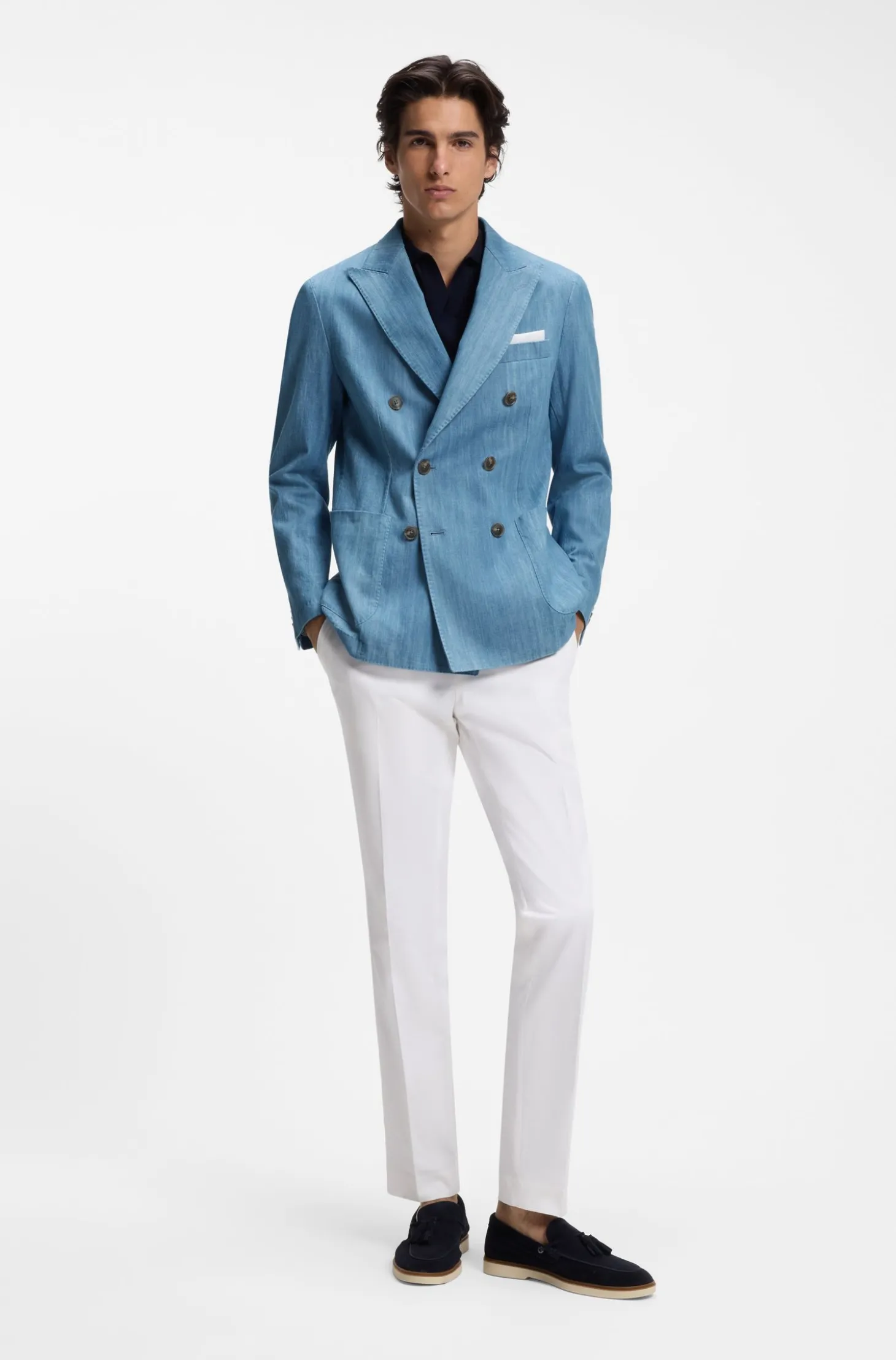 Blazer aus italienischer Baumwolle mit Spitzrevers
