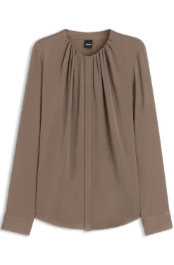 Bluse aus Stretch-Seide mit gerafften Details
