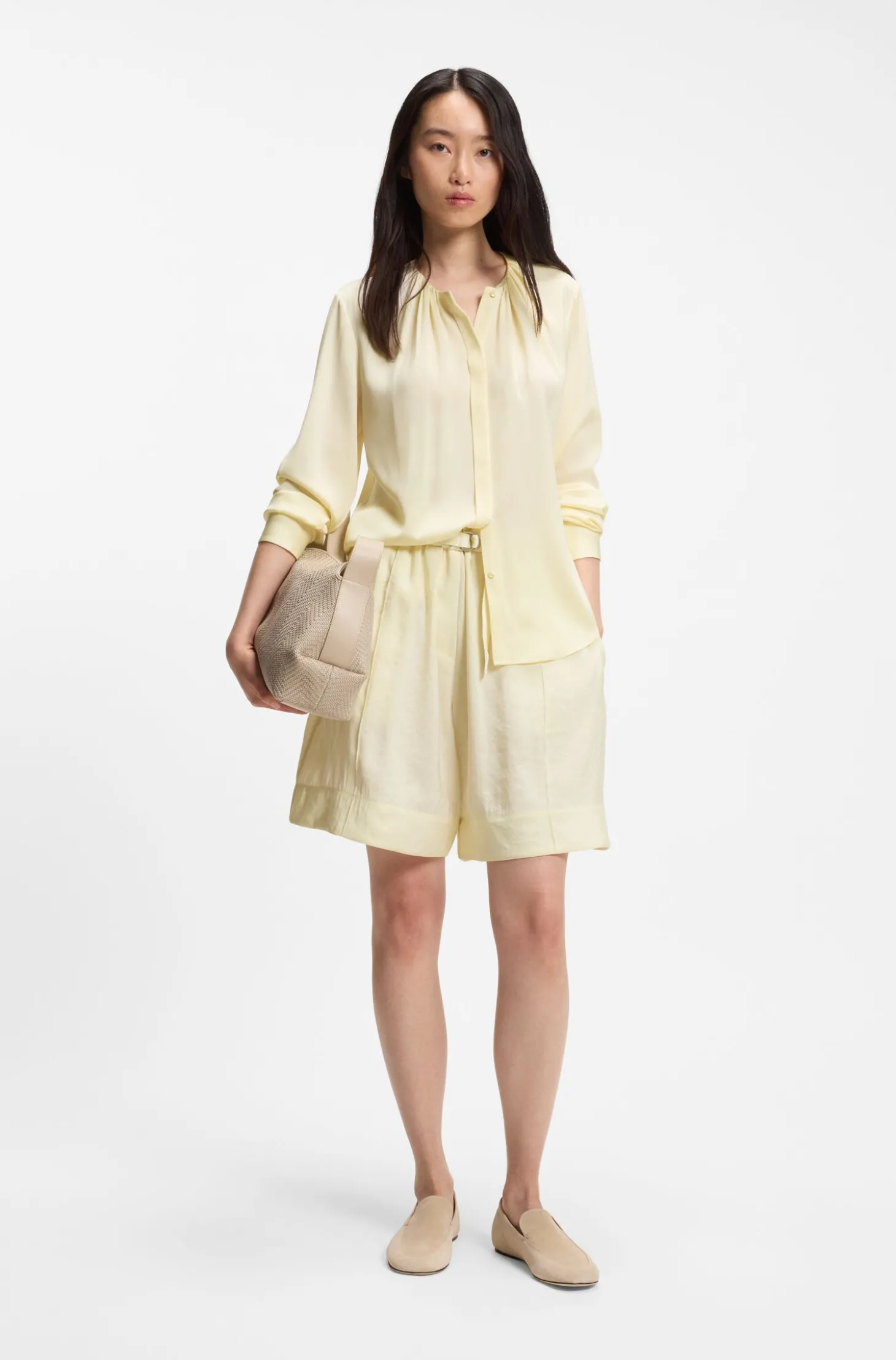 Bluse aus Stretch-Seide mit gerafften Details