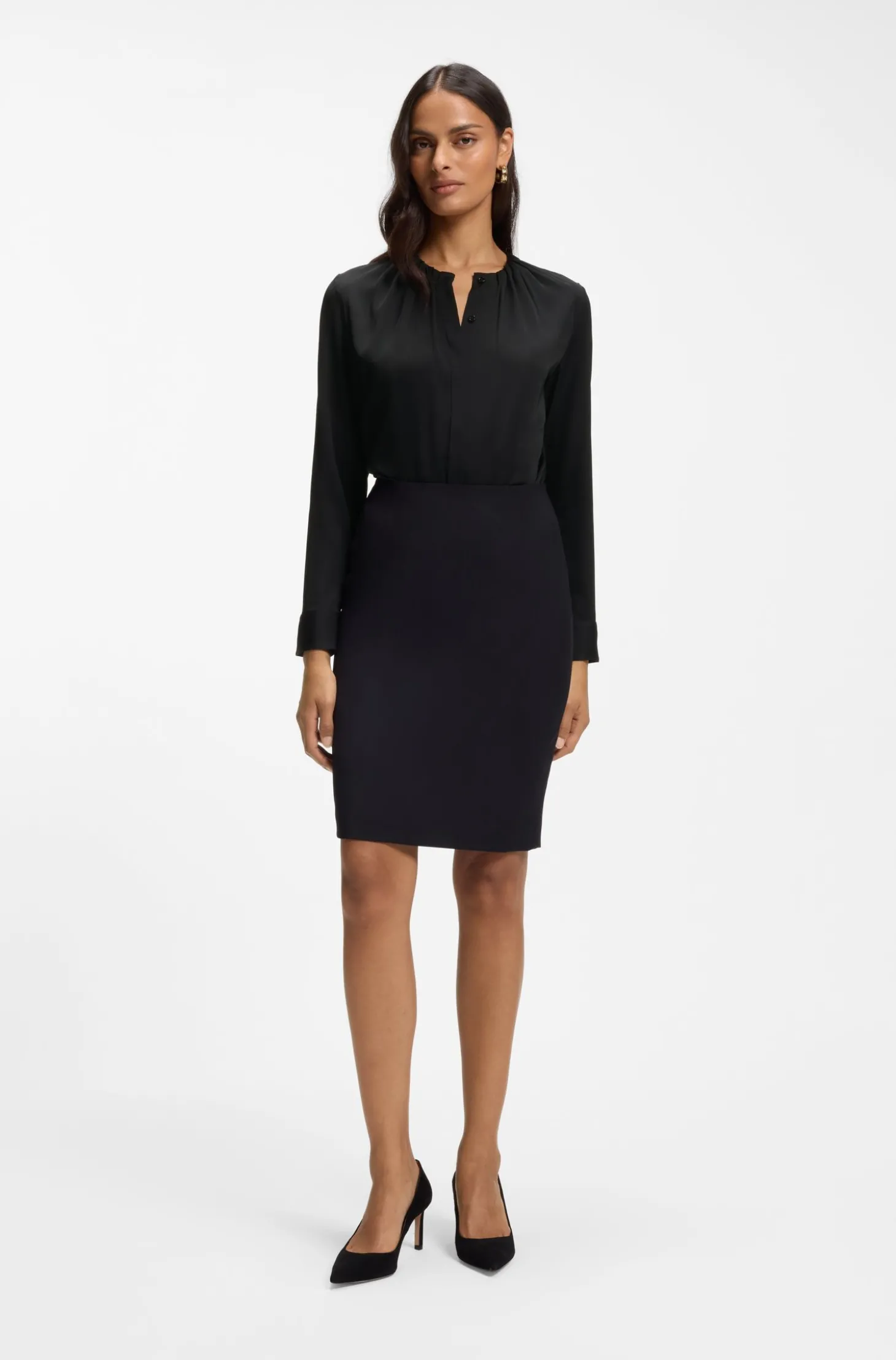 Bluse aus Stretch-Seide mit gerafften Details