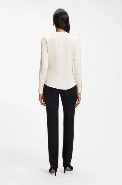 Bluse aus Stretch-Seide mit gerafften Details