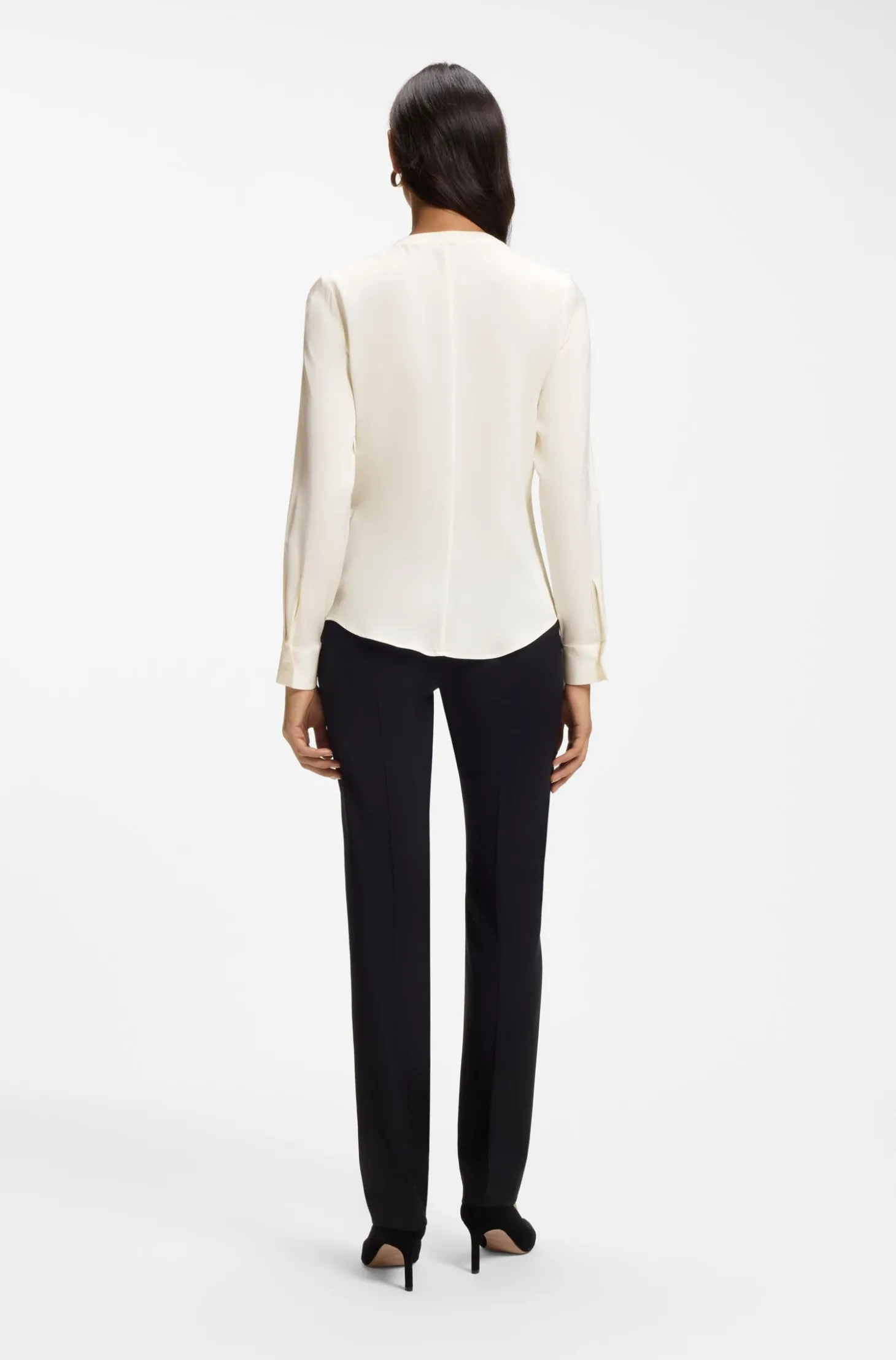 Bluse aus Stretch-Seide mit gerafften Details