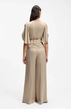 Bluse mit Wickelfront und Kimonoärmeln