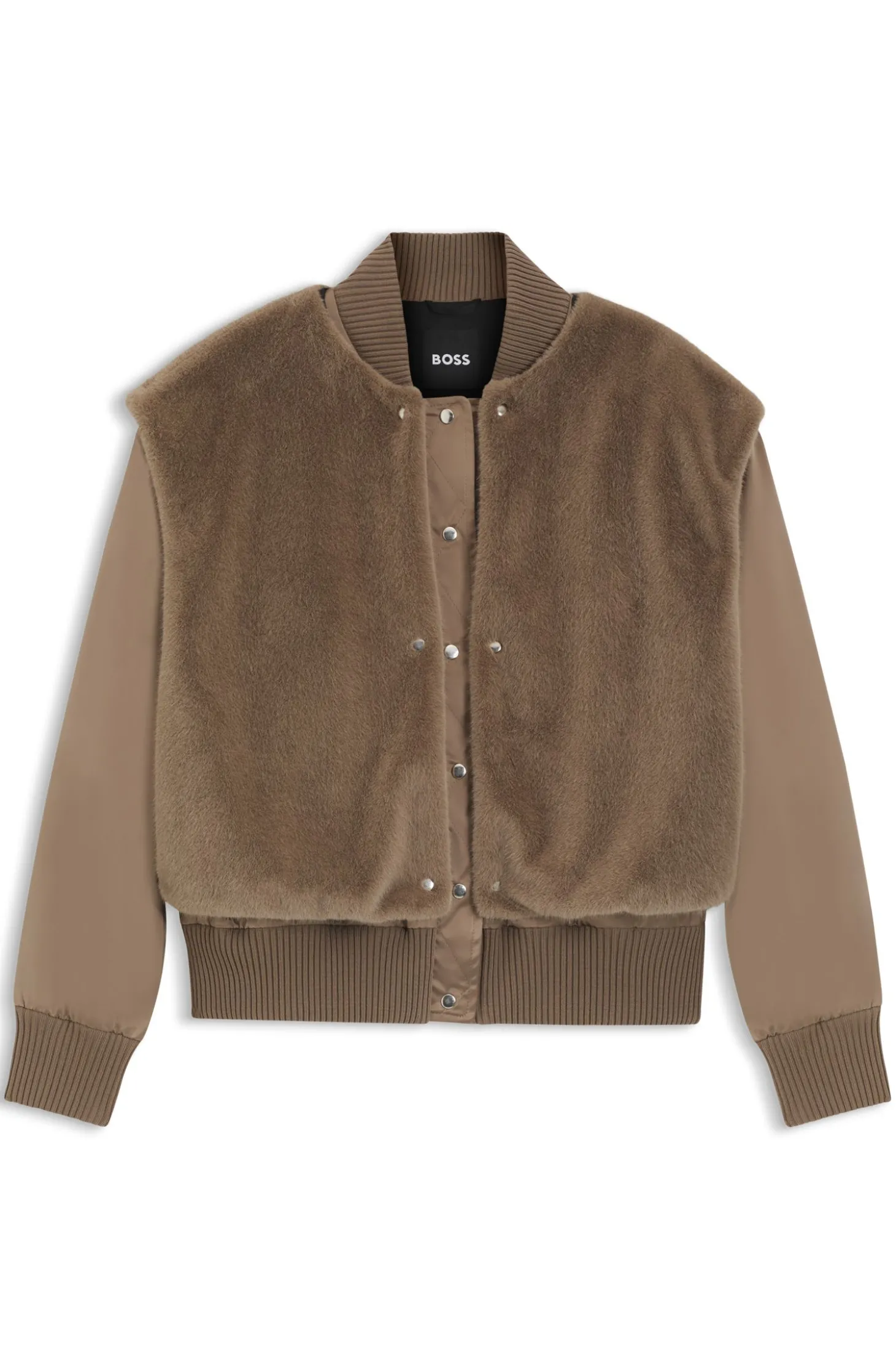 Bomberjacke aus Satin mit herausnehmbarer Weste aus Kunstfell