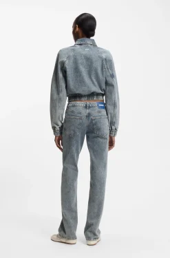Bootcut-Jeans aus blauem Stretch-Denim