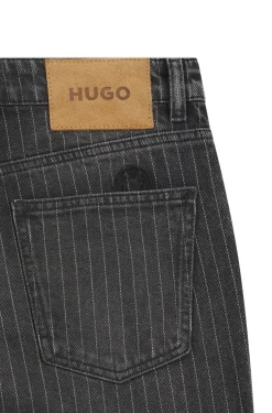 Bootcut-Jeans mit mittlerem Bund aus Baumwollmischung mit feinen Längsstreifen