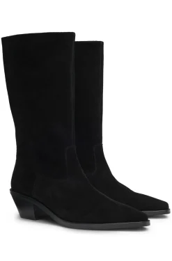 Boots aus Veloursleder mit kubanischem Absatz