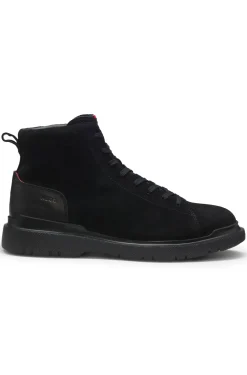 Boots aus Veloursleder mit Leder-Details